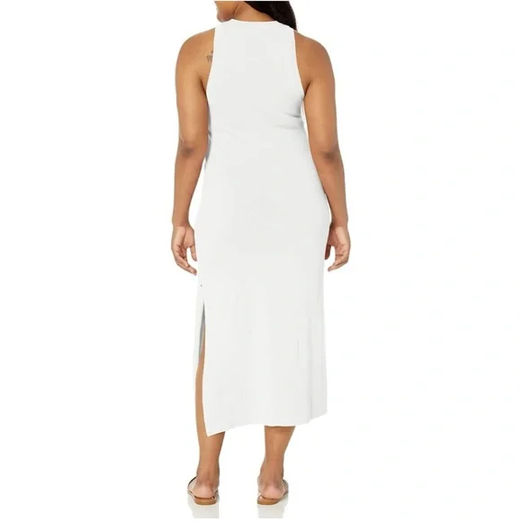 The Drop | Women’s Whisper White Gabriela High Neck A-line Side-Slit Maxi Dress - Picture 6 of 9